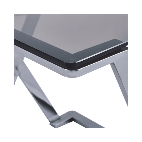 Axel Grey Gunmetal End Table with Smoke Glass- 2 Parts