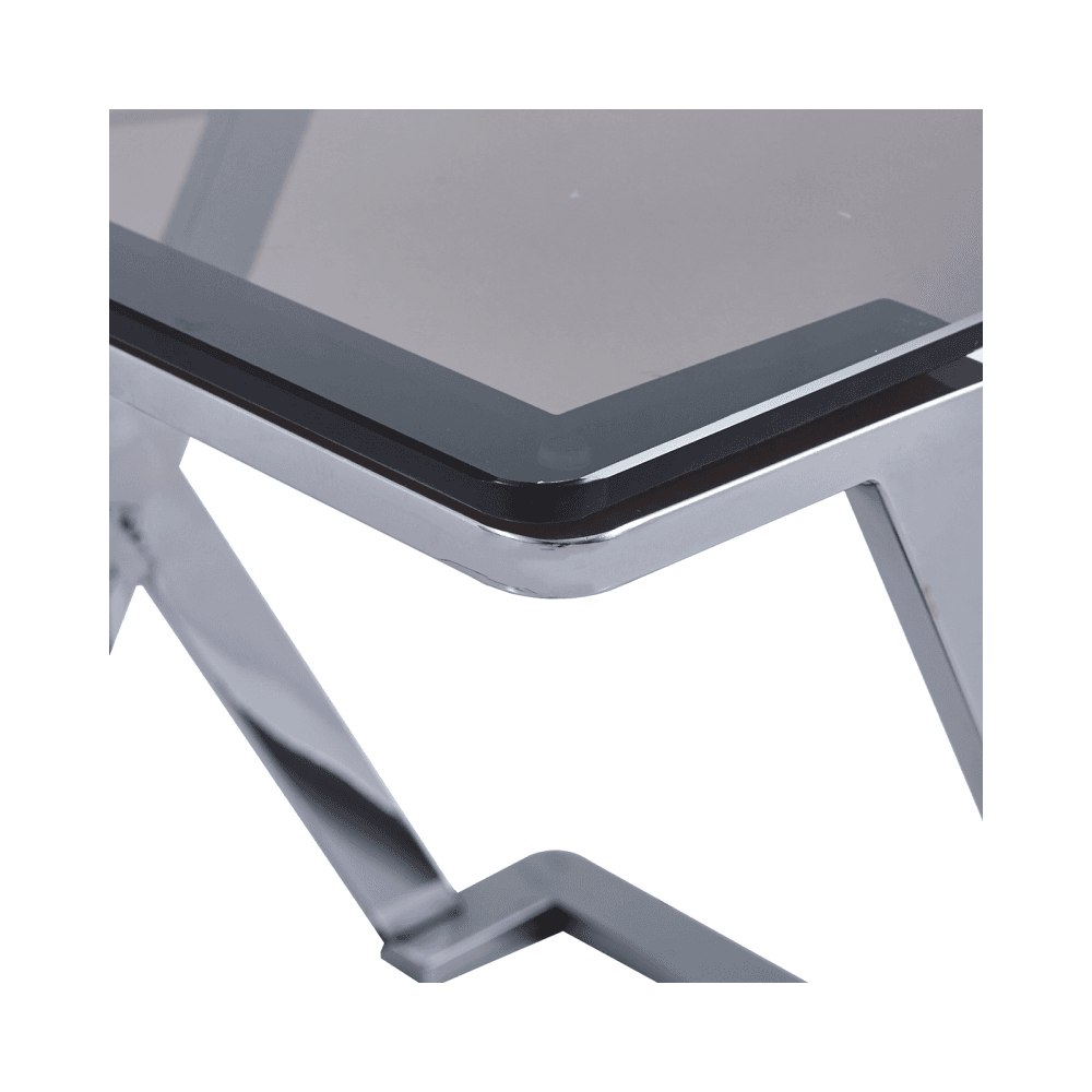 Axel Grey Gunmetal End Table with Smoke Glass- 2 Parts
