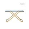 Axel Gold Metal Console Table with Clear Glass- 2 Parts