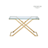 Axel Gold Metal Console Table with Clear Glass- 2 Parts