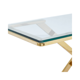 Axel Gold Metal Console Table with Clear Glass- 2 Parts