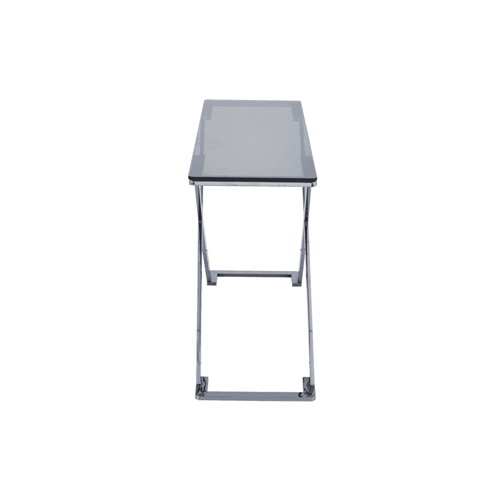 Axel Grey Gunmetal Console Table with Smoke Glass- 2 Parts