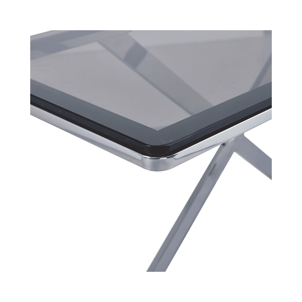 Axel Grey Gunmetal Console Table with Smoke Glass- 2 Parts