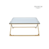 Axel Gold Metal Coffee Table with Clear Glass- 2 Parts