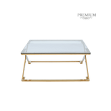 Axel Gold Metal Coffee Table with Clear Glass- 2 Parts
