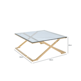 Axel Gold Metal Coffee Table with Clear Glass- 2 Parts