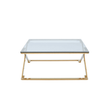 Axel Gold Metal Coffee Table with Clear Glass- 2 Parts