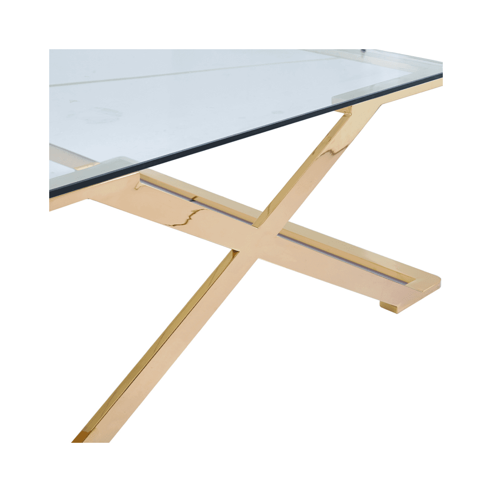 Axel Gold Metal Coffee Table with Clear Glass- 2 Parts