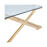 Axel Gold Metal Coffee Table with Clear Glass- 2 Parts