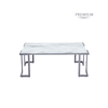 Aamari Grey Gunmetal Coffee Table with White Faux Marble Glass Top-KD