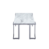 Aamari Grey Gunmetal Coffee Table with White Faux Marble Glass Top-KD