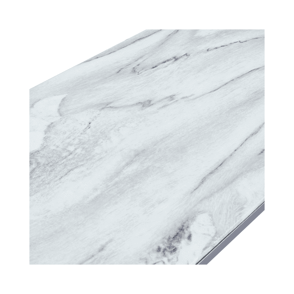 Aamari Grey Gunmetal Coffee Table with White Faux Marble Glass Top-KD