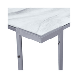 Aamari Grey Gunmetal Coffee Table with White Faux Marble Glass Top-KD