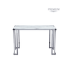 Aamari Grey Gunmetal Console Table with White Faux Marble Glass Top-KD