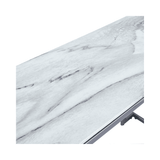 Aamari Grey Gunmetal Console Table with White Faux Marble Glass Top-KD