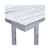 Aamari Grey Gunmetal Console Table with White Faux Marble Glass Top-KD