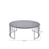 Owen Round Chrome Metal Coffee Table with Smoke Glass Top-2 Parts