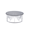 Owen Round Chrome Metal Coffee Table with Smoke Glass Top-2 Parts