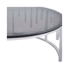 Owen Round Chrome Metal Coffee Table with Smoke Glass Top-2 Parts