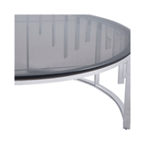 Owen Round Chrome Metal Coffee Table with Smoke Glass Top-2 Parts