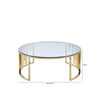 Owen Round Gold Metal Coffee Table with Clear Glass Top-2 Parts