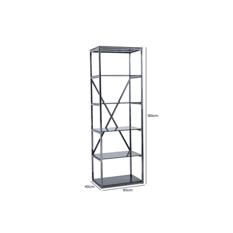 Axel 5-Tier Grey Gunmetal with Smoke Glass Display Unit - 2 Parts