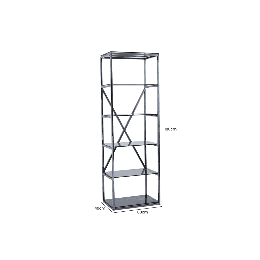 Axel 5-Tier Grey Gunmetal with Smoke Glass Display Unit - 2 Parts