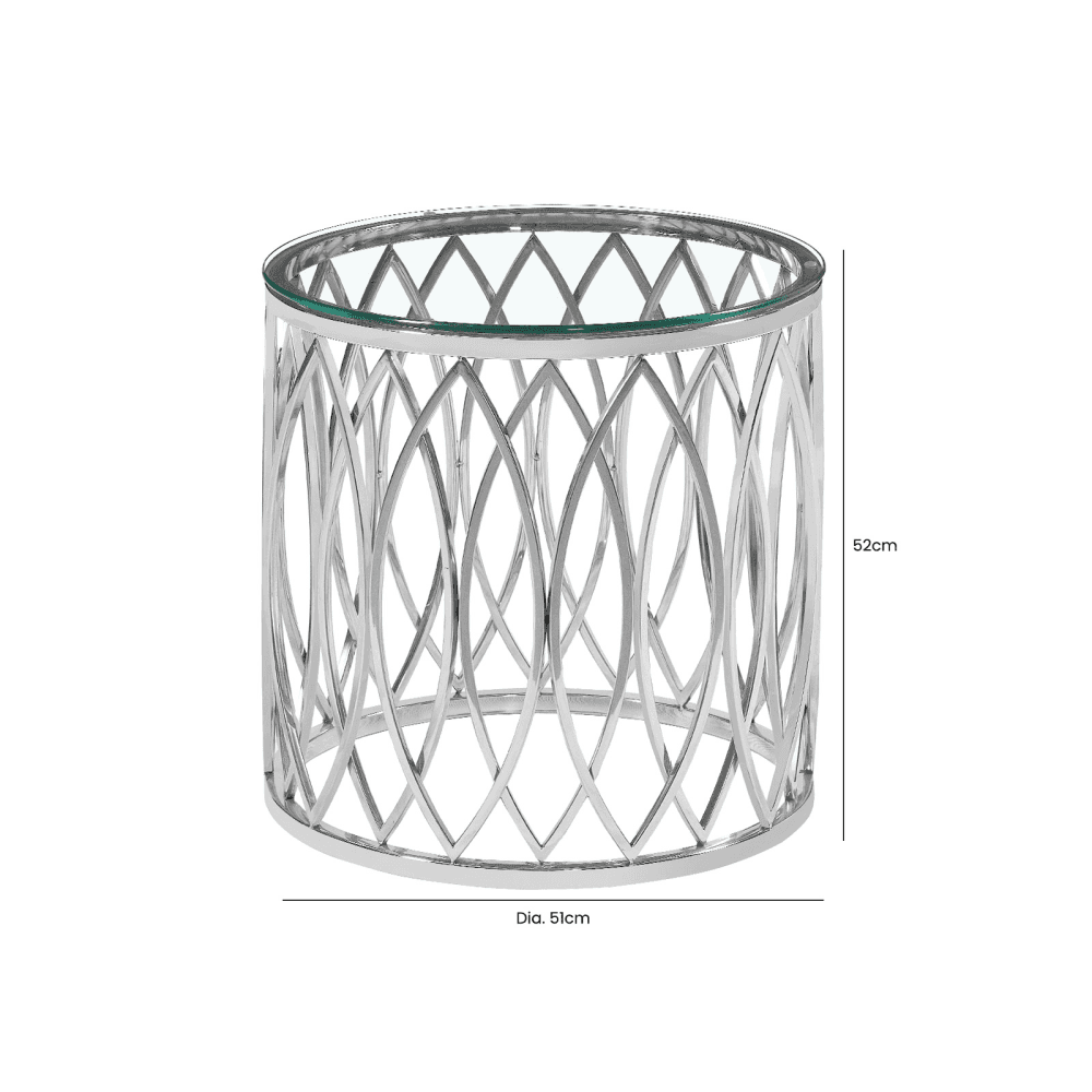 Willow Chrome Metal and Glass End Table