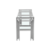 Cohen Chrome Steel Tubes Entertainment Unit with Clear Glass Shelves