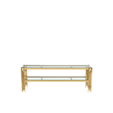 Cohen Gold Steel Tubes Entertainment Unit with Clear Glass Shelves