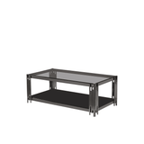 Cohen Black Gunmetal Steel Tubes and Smoke Glass Top Coffee Table - Black Bottom Glass