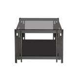 Cohen Black Gunmetal Steel Tubes and Smoke Glass Top Coffee Table - Black Bottom Glass