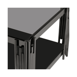 Cohen Black Gunmetal Steel Tubes and Smoke Glass Top Coffee Table - Black Bottom Glass
