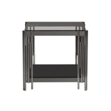 Cohen Black Gunmetal Steel Tubes and Smoke Glass Top End Table - Black Bottom Glass