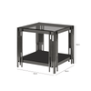 Cohen Black Gunmetal Steel Tubes and Smoke Glass Top End Table - Black Bottom Glass