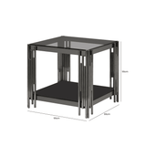 Cohen Black Gunmetal Steel Tubes and Smoke Glass Top End Table - Black Bottom Glass