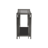 Cohen Black Gunmetal Steel Tubes and Smoke Glass Top Console Table - Black Bottom Glass