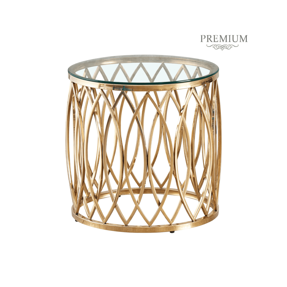 Willow Gold Metal and Glass End Table