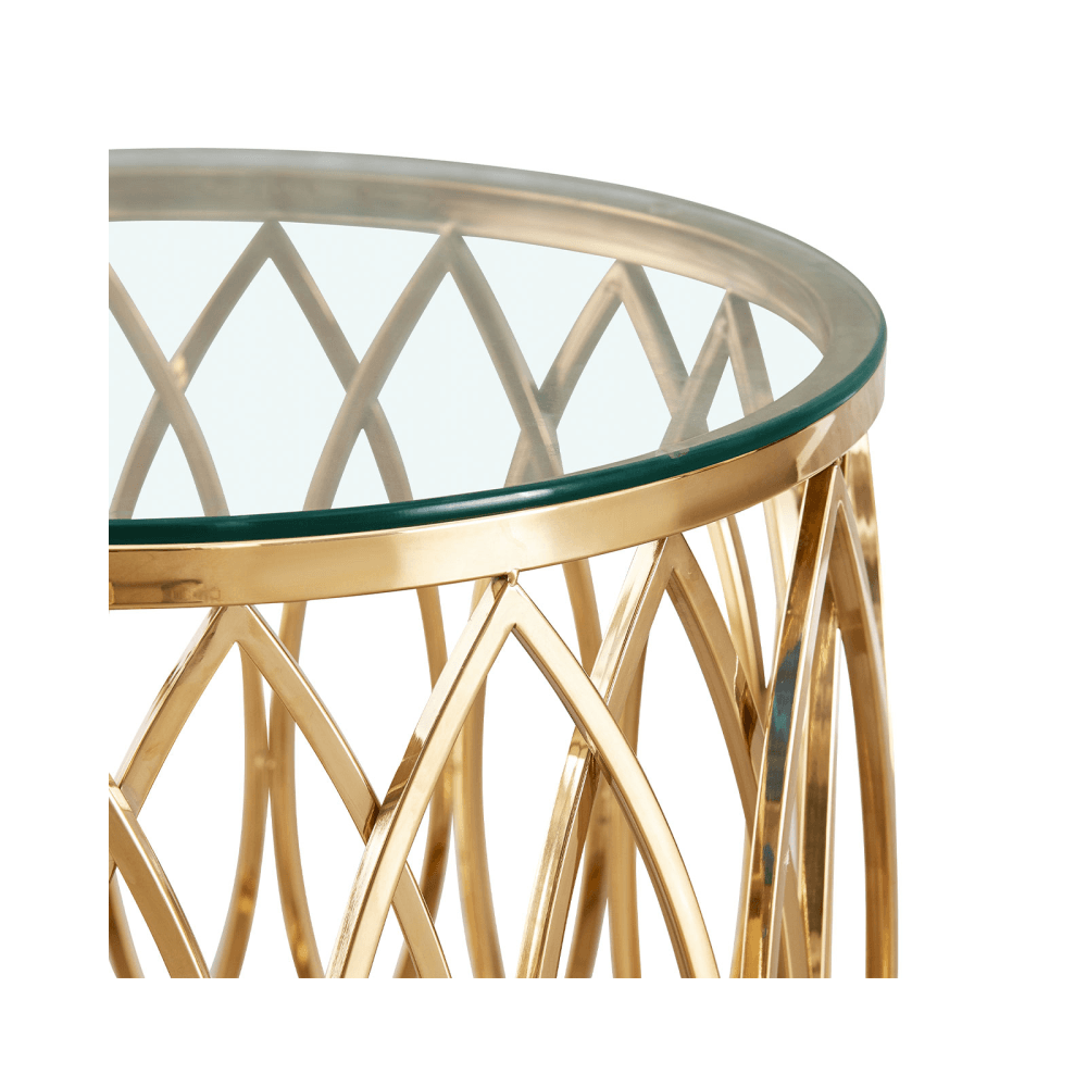 Willow Gold Metal and Glass End Table