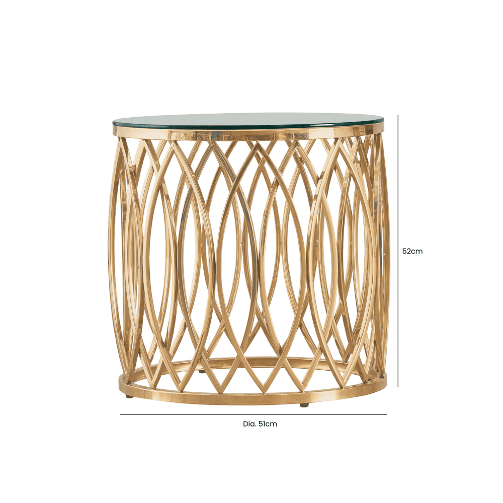 Willow Gold Metal and Glass End Table