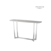 Meghan Chrome Metal Console Table with Grey Faux Marble Top - 2 Parts