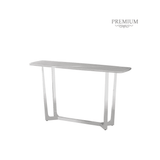 Meghan Chrome Metal Console Table with Grey Faux Marble Top - 2 Parts