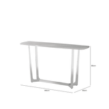 Meghan Chrome Metal Console Table with Grey Faux Marble Top - 2 Parts