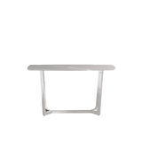 Meghan Chrome Metal Console Table with Grey Faux Marble Top - 2 Parts