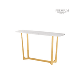 Meghan Gold Metal Console Table with White Faux Marble Top - 2 Parts
