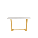 Meghan Gold Metal Console Table with White Faux Marble Top - 2 Parts
