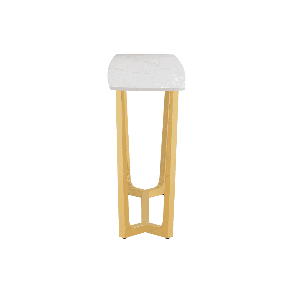 Meghan Gold Metal Console Table with White Faux Marble Top - 2 Parts