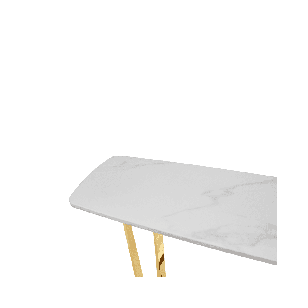 Meghan Gold Metal Console Table with White Faux Marble Top - 2 Parts