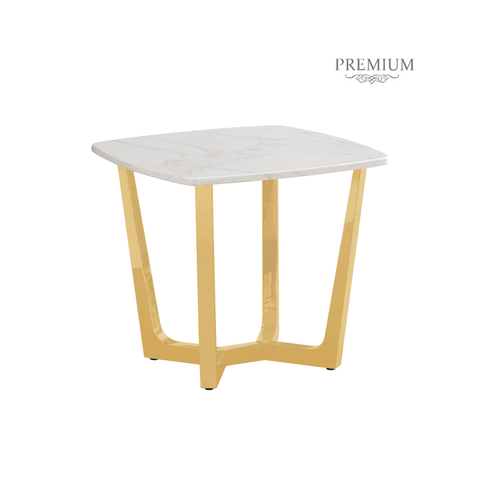 Meghan Gold Metal End Table with White Faux Marble Top - 2 Parts
