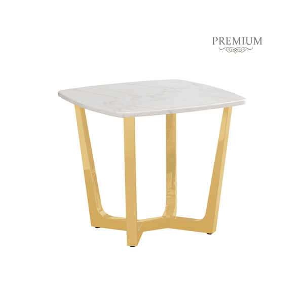 Meghan Gold Metal End Table with White Faux Marble Top - 2 Parts